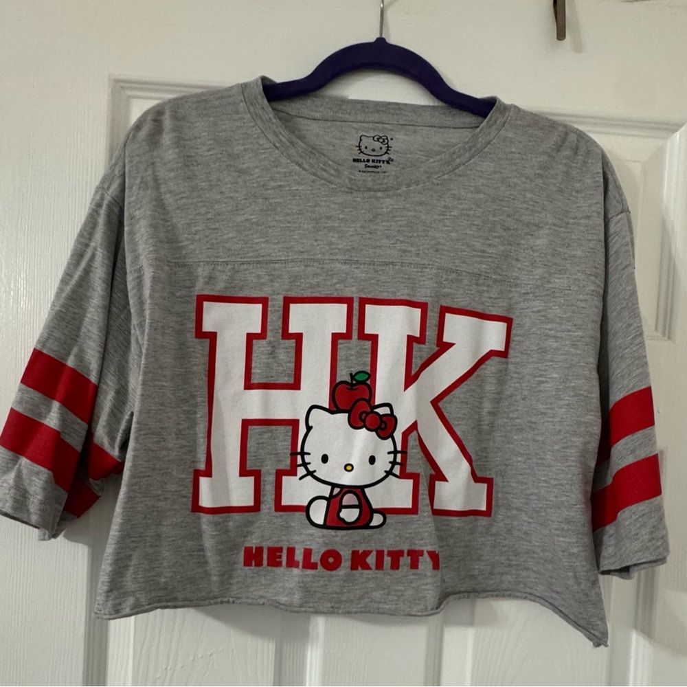 Hello Kitty Gray Tee with Red Stripes